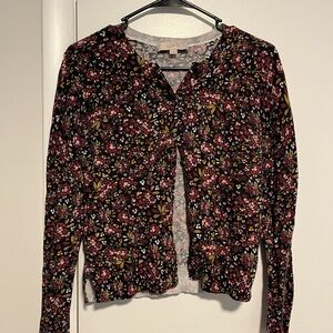 LOFT Floral Button-Up Cardigan